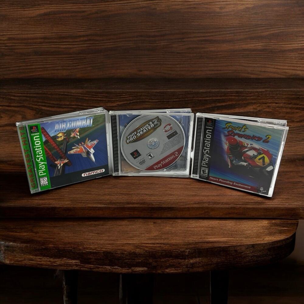 PlayStation 1 PS1 Air Combat Tony Hawk Skater Sports Superbike game Bundle Lot 3